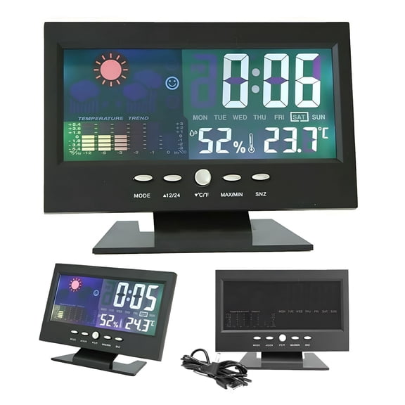 GJX Digital Calendar Day Clock for Seniors - Extra Large Display with Weather, Date, Time - USB Powered Voice Alarm for Elderly Dementia Care
