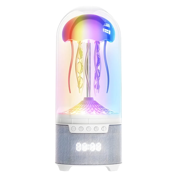 GJX Digital Clock,Smart Alarm Clocks with Bluetooth-Compatible Speaker,Rainbow Jellyfish Alarm Clocks for Bedrooms,Led Digital Display,Creative Night Light
