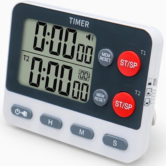 GJX Digital Dual Kitchen Timer,2 Channels Count Up/Down Kitchen Timer for Cooking,Large Display Cooking Timer with Magnetic Back,Loud Volume Alarm&Flashing Light,Battery Included