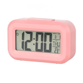 GJX Digital Electronic Clock Led Display Electronic Clock Stereo Digital Display Snooze Alarm Clock 12/24H Switching Countdown Time Kids Alarm Clocks for Girls,Pink