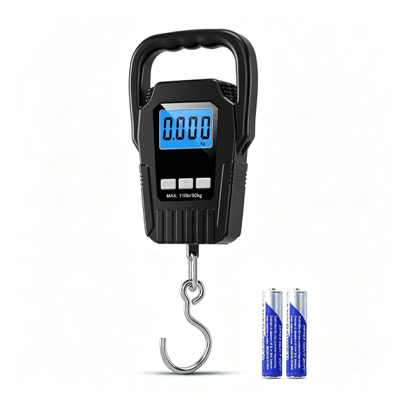 GJX Digital Fish Scale Hanging Scale Fishing Scale,110Lb\/50Kg Luggage Scale,Fish Weighing Scale,Large Handle & Backlit Lcd Display,Black,Fishing Gifts for Men,Black