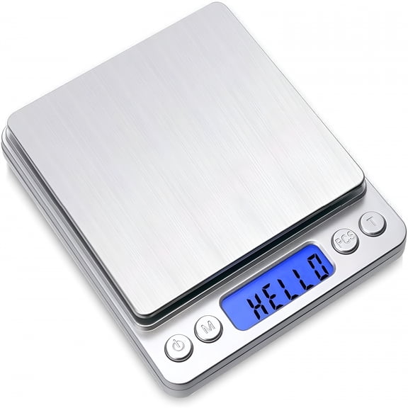 GJX Digital Gram Scale 500G 0.01G Food Scale High Precision Kitchen Scale Multifunctional Stainless Steel Pocket Scale with Back-Lit Lcd Display Tare Pcs Features Silver