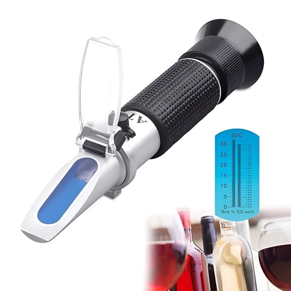 GJX Digital Handheld Refractometer with ATC, Dual Scale Brix 0-32% and Specific Gravity 1.000-1.130, Portable Tester for Beer Wine Brewing and Fermentation