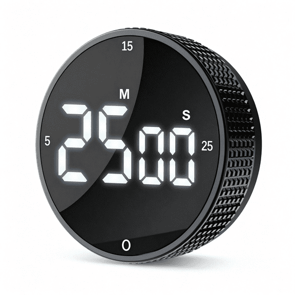 GJX Digital Kitchen Timer,Magnetic Kitchen Timer Clock with Large Led Display,Countdown Count Up,Rotary Dial,5/15/25 Min Presets,3 Volume Levels for Cooking,Productivity,Pomodoro,Classroom