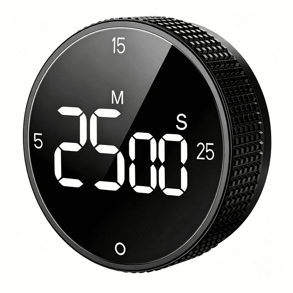GJX Digital Kitchen Timer,Magnetic Visual Pomodoro Clock with Large Led Display,3 Preset Times (5/15/25) for Cooking Baking Fitness Kitchen Timers for Cooking