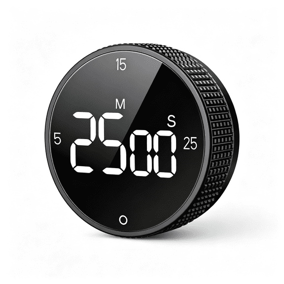 GJX Digital Magnetic Kitchen Timer for Cooking, Large Led Countdown Timer, Rotating Pomodoro Timer, Volume Adjustable, 5/15/25 Min Presets for Kitchen, Baking Grilling Studying