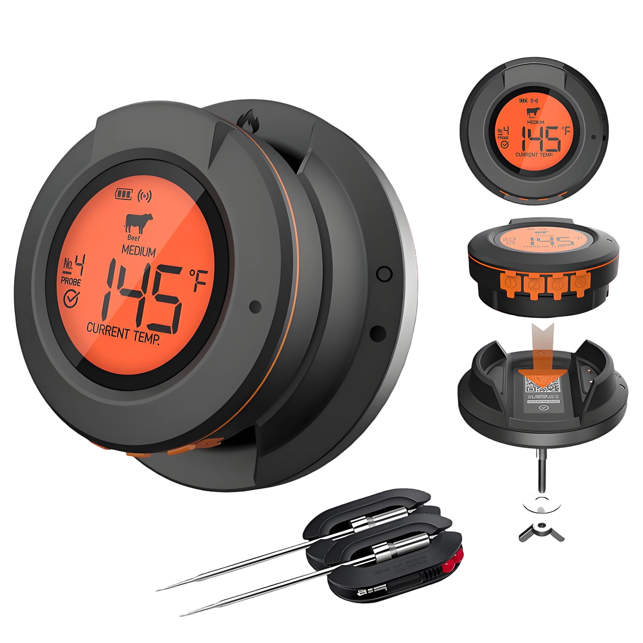 GJX Digital Meat Thermometer,Detachable Wireless Meat Thermometer,Waterproof Instant Read Thermometer for Indoor and Outdoor Cooking