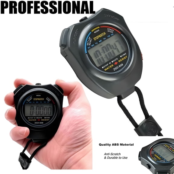 GJX Digital Sport Stopwatch with Neck Strap, Water Resistant Electronic Timer with Millisecond Precision, Dual Mode Chronograph for Swimming Track Training and Daily Alarm