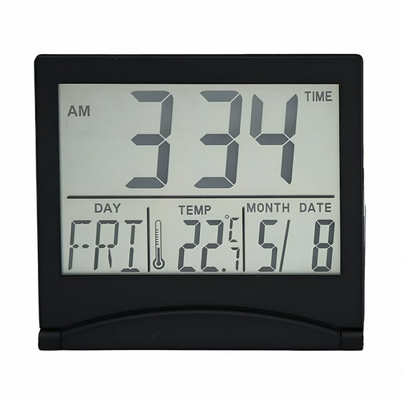 GJX Digital Travel Alarm Clock Battery Operated,Digital Clock Battery Operated,Travel Alarm Clock,Portable Large Number Display Alarm Clock with Temperature,Small Desk Clock,Black