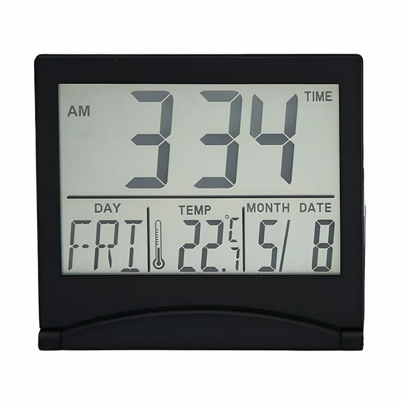 GJX Digital Travel Alarm Clock Battery Operated,Digital Clock Battery Operated,Travel Alarm Clock,Portable Large Number Display Alarm Clock with Temperature,Small Desk Clock,Black