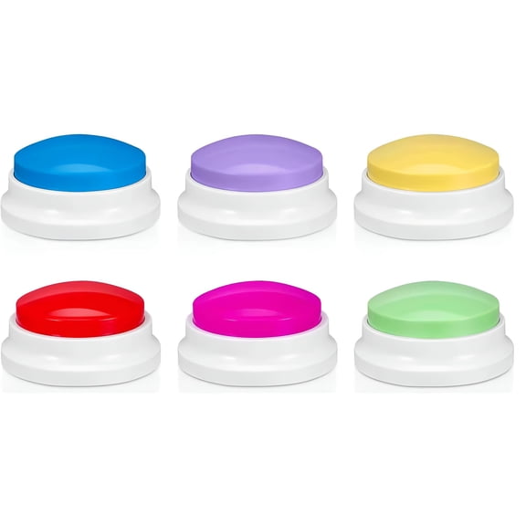 GJX Dog Buttons 6 Pieces Recordable Answer Buzzers Button Answer Buzzers Game Show Buzzer Recordable Button Classroom Buzzers for Study Office Home and Pet Buttons Training