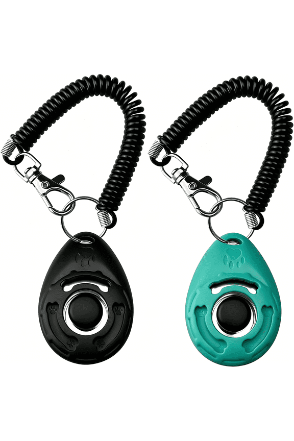 Dog Clicker for Training with Wrist Strap,Training Clicker for Puppy,Cat,Potty,Bird,Horse,Pet,Dog Trainer Tools,Behavior Aids,2 Pack Black and Green