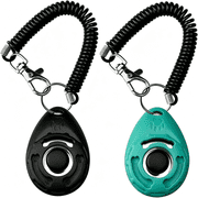 GJX Dog Clicker for Training with Wrist Strap,Training Clicker for Puppy,Cat,Potty,Bird,Horse,Pet,Dog Trainer Tools,Behavior Aids,2 Pack Black and Green