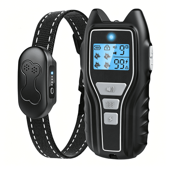 GJX Dog Shock Collar with Remote Control-Rechargeable Dog Training Collar,Ipx7 Waterproof E Collar for Dogs with 4 Safe Modes Flashlight Beep Vibration Shock Ideal for All Dog Sizes