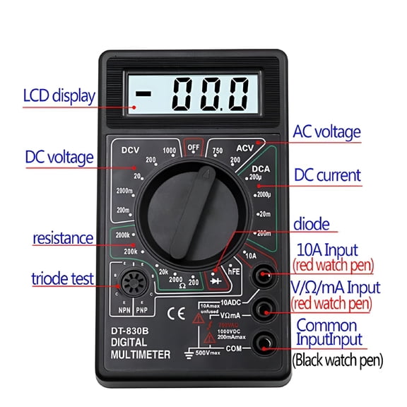 GJX Dt 830B LCD Voltmeter Ampermeter Ohm Digital Multimeter Leads