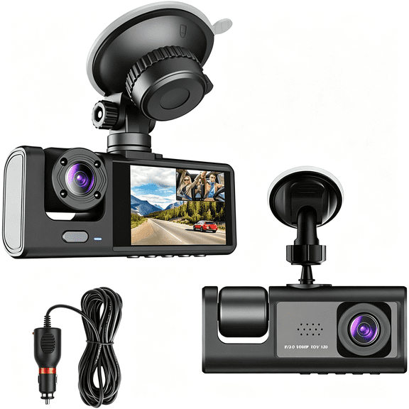 GJX Dual Dash Camera for Car Front and Inside Dash Cam Car Security Video Recorder with Audio 1080P Vehicle Cam Plug and Play,Wdr,Night Vision,G-Sensor Auto Lock,2 Inch Screen