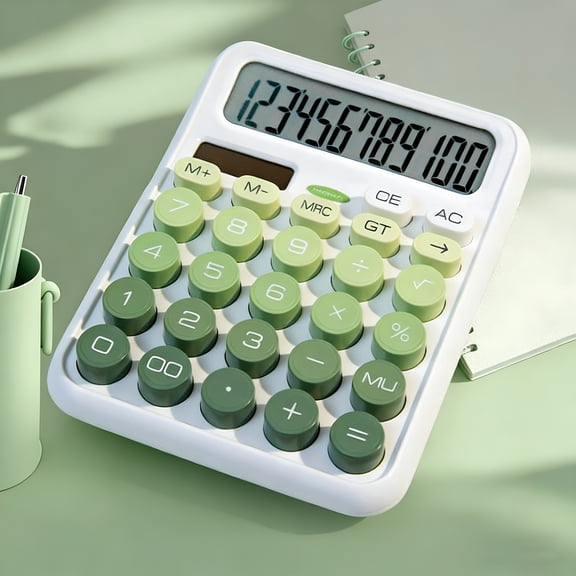 GJX Dual Power Solar Battery Desktop Calculator 12 Digits Large Lcd Display Standard Function with Memory Tax Office Home Business Financial Accounting Calculator