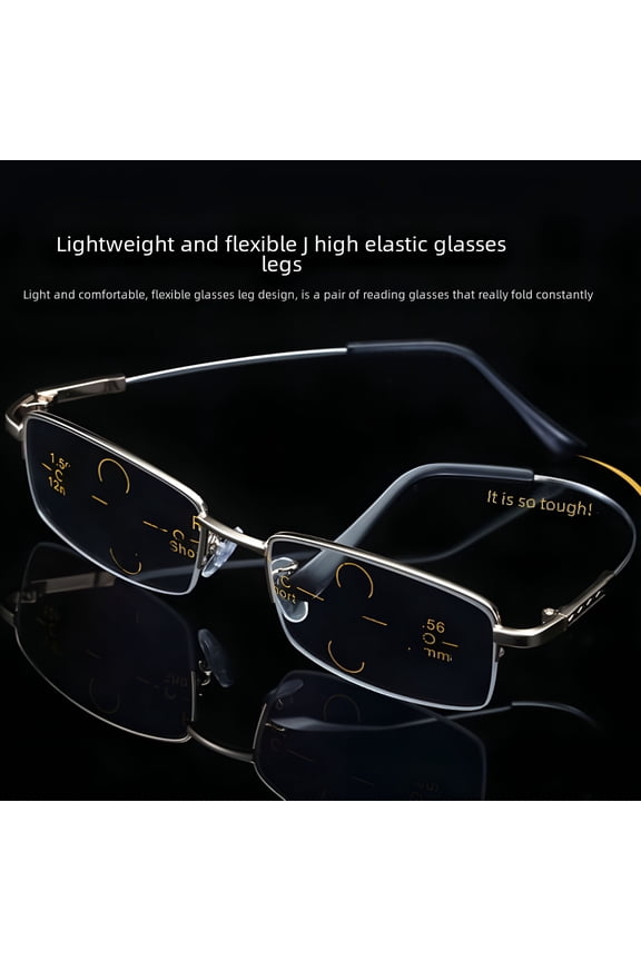 Dual-Purpose Presbyopic Glasses Men'S Memory Titanium Multifocal Presbyopic Glasses Smart Zoom Anti-Blue Light Long-Range Glasses Women'S Light-Black-250-Intelligent Zoom Distance Glasses