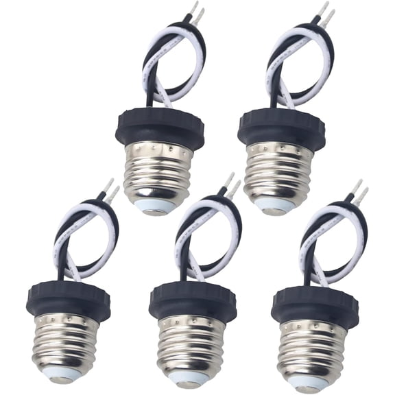 GJX E26 Socket Adapter Medium Edison Base Male Screw in Light Bulb Socket Pigtail for Led Ceiling Lights Downlight Pack of 5, E26 Socket Adapter (C 5Pcs)