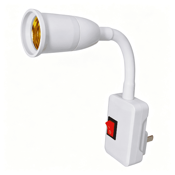 GJX E27/E26 Plug in Light Bulb Socket Adapter Extender with On/Off Switch,Outlet to Socket Adapter Extension,On/Off Switch Light Socket Outlet Adapter White