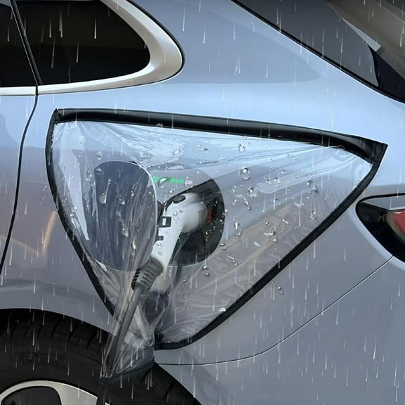 GJX EV Charger Cover Electric Car Waterproof Charging Port Cover Outdoor Shell Double-Sided Transparent Rain Snow Sun UV All Weather Protection Magnetic with Suction Cups for Any EV Body