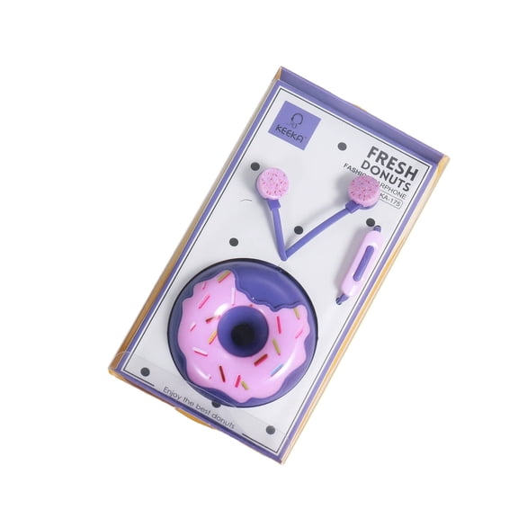 GJX Earbuds Wired,Donut Design Wired Earbuds,In-Ear Fit Ear Buds Wired,Purple