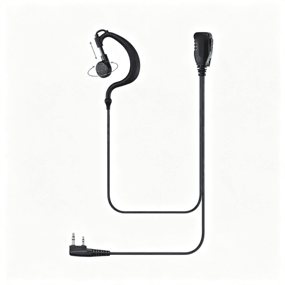 GJX Earpiece for 2-Pin Walkie Talkies Radios | Fits Tk Series & Uv-5R Bf-F8Hp and More, G-Shape Earhook Headset Fits Left Or Right Ear, Noise Reducing Ptt Mic