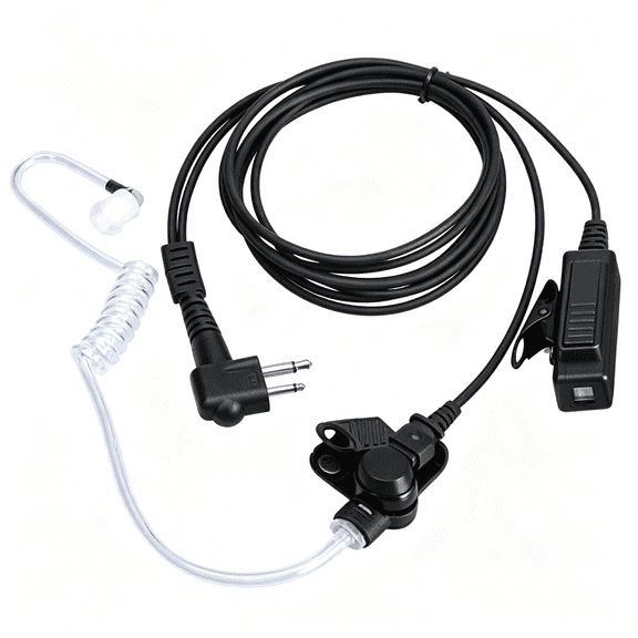 GJX Earpieces for Walkie Talkies with Mic 2 Pin Acoustic Tube Headset and Ppt for Cp200 Gp2000 Xu1100 Pro1150 Mu12 Walkie Talkie Earpiece with Mic (2 Pack)