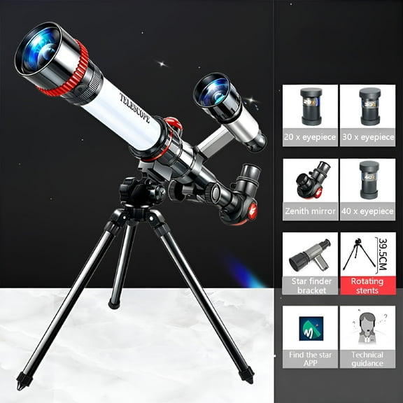 GJX Educational Telescope for Kids, Astronomical Refractor Telescope, HD Find Star Telescope with Tripod Finder Scope, Portable Telescope for Kids Beginners Adults, Includes 3 Eyepieces