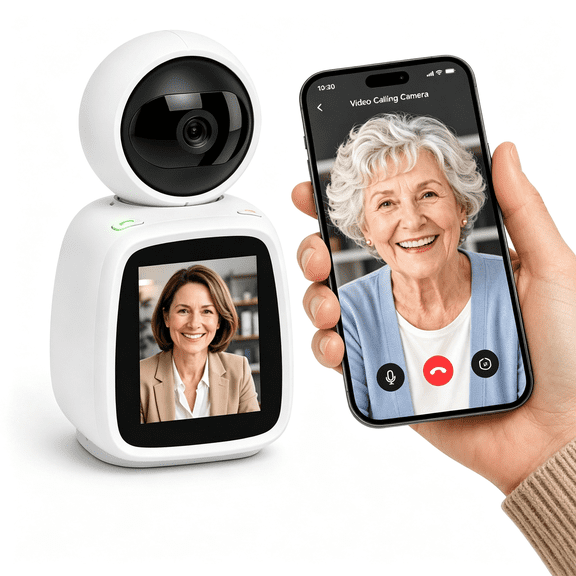 GJX Elderly Monitoring Camera with Screen,One-Touch Video Calling,No Monthly Fee,360 Ptz,1080P Night 2.8In Screen,2-Way Audio,Motion Tracking,Sound Alert,Physical Privacy Mode