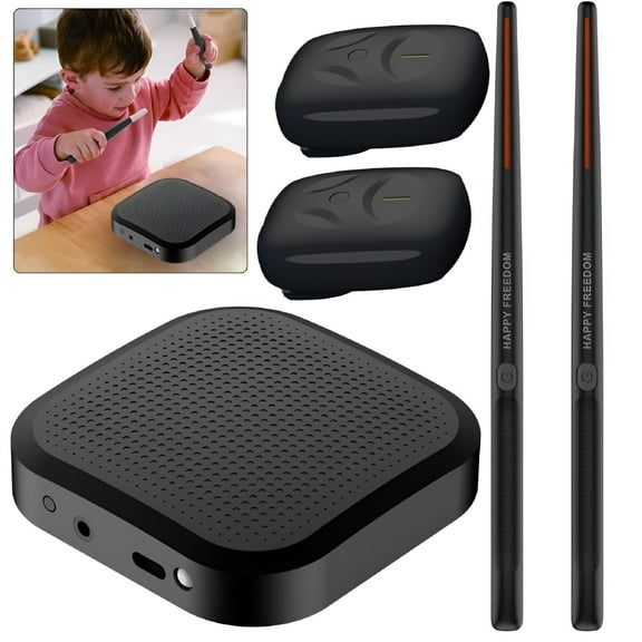 GJX Electric Air Drumsticks Portable Electronic Virtual Air Drum Drumsticks Pedals Professional Smart Electronic Drum Set for Beginners Children Adults