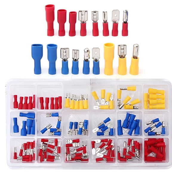 GJX Electrical Assorted Insulated Wire Cable Terminal Crimp Connector Spade Set Kit