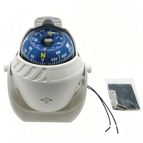 GJX Electronic Led Light Marine Digital Compass for Car,Boat,and Truck Black White