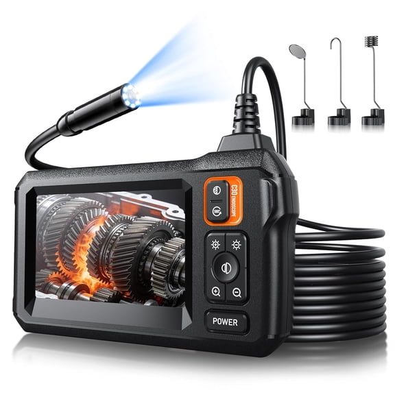 GJX Endoscope Camera with Light,Inspection Borescope Camera with 4.3" Ips Screen,1920P Hd with 8 Led Lights,16.6Ft Semi-Rigid Cord Bore Scope,Ip67 Waterproof Endoscope for Sewer,Tools