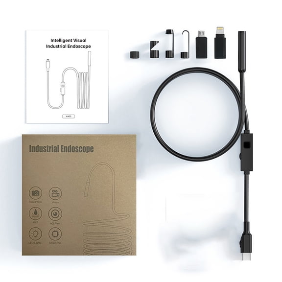 GJX Endoscope with Light,1920P Hd Borescope with 8 Adjustable Led Lights,Semi-Rigid Snake Camera,Ip67 Waterproof Inspection Tool for Iphone&Android-16.4Ft-Dual Lens (Black)