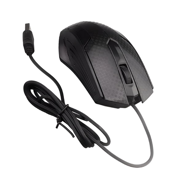 GJX Ergonomic Wired Mouse for Left Hand, USB Optical Computer Mouse with Precision Tracking, Plug and Play PC Laptop Mouse for Office Gaming Home, Durable Compact Design, Black