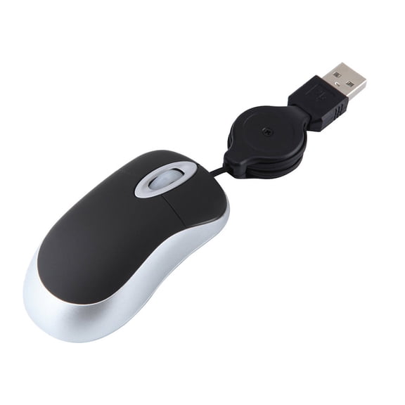 GJX Ergonomic Wired Mouse with Retractable Cable, Lightweight