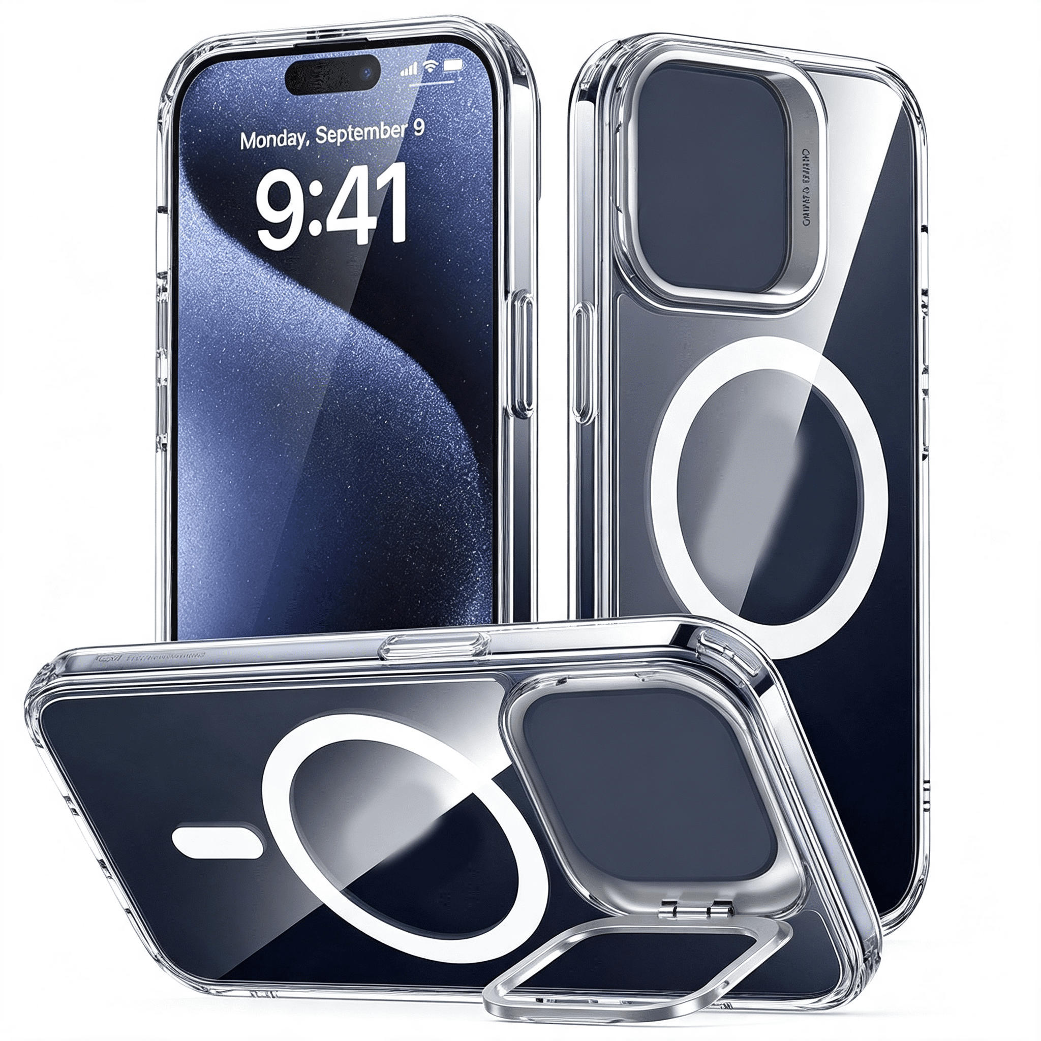 GJX Esr for Iphone 15 Pro Max Case Flex Stand, for Magsafe, Clear | Anti-Yellowing, 3X Military-Grade Drop Protection, M