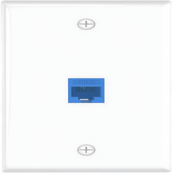 GJX Ethernet Wall Plate 1 Pack,Cat6 Ethernet Wall Outlet Female to Female,Compatible with Cat6/Cat5E/Cat5 Cables,Blue