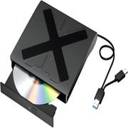 GJX External Blu Ray Drive,Usb 3.0 And Type-C Blu Ray Burner Portable Blu Ray Dvd/Cd/Bd Player,3D Optical Bluray Drive Compatible with Windows Xp/7/8/10/11 Macos for Macbook Laptop Desktop
