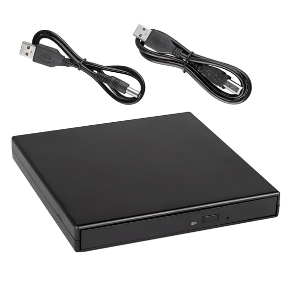 GJX External CD DVD Drive USB 2.0 Slim Optical Burner Player for Laptop Desktop, Plug and Play Data Backup Reader Writer for Home Office Travel, Supports Windows Mac OS