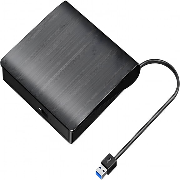 GJX External CD DVD Drive USB 3.0 Portable DVD & CD-ROM +/-RW Player Burner Reader Writer Rewriter Adapter Optical Disc Drive for Laptop PC Windows 11/10/8/7 Mac Linux Desktop Computer