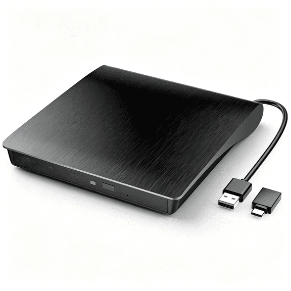 GJX External Cd Dvd Drive, Portable Usb 3.0 Type-C Cd Burner Cd +/-Rw Drive Dvd Player for Rom Rewriter Burner Compatible with Laptop Desktop Pc Windows Macbook Linux Mac Os
