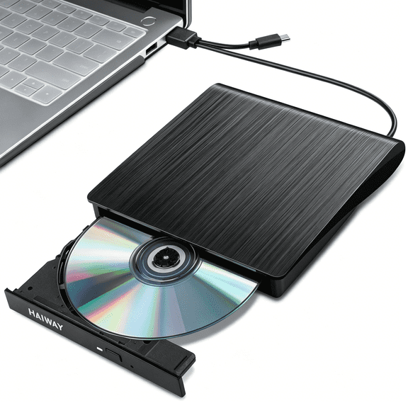 GJX External Dvd Drive,Usb 3.0 Type-C Cd Burner Portable Cd Dvd +/-Rw Optical Drive Slim Cd Dvd Rom Rewriter Cd/Dvd Player Writer Reader for Laptop Desktop Pc Windows Linux (Black)
