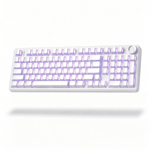 GJX F99 Pro Wireless Silent Mechanical Keyboard with Knob,Tri-Mode 2.4Ghz/Bt5.0/Usb-C Hot Swappable,Pre-Lubed Linear Switches Rgb Backlit,Gasket Mounted,White Pc Gaming Keyboard for Win/Mac