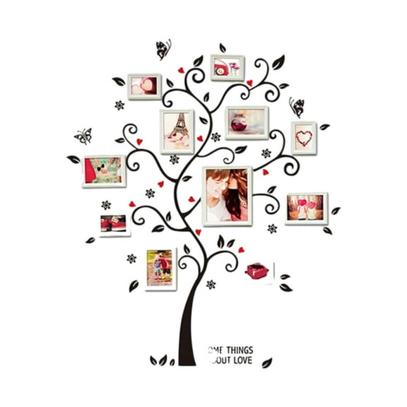 GJX Family Tree Wall Decor,Self Adhesive Design Wall Decals,Waterproof and Long-lasting Large Size for Coverage Wall Stickers Decor,Black