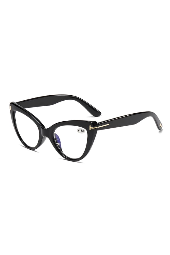 Fashion Black Thick Oversized Cat Eye Reading Glasses for Women Classic Anti-blue Light Readers Presbyopic Glasses +1.50