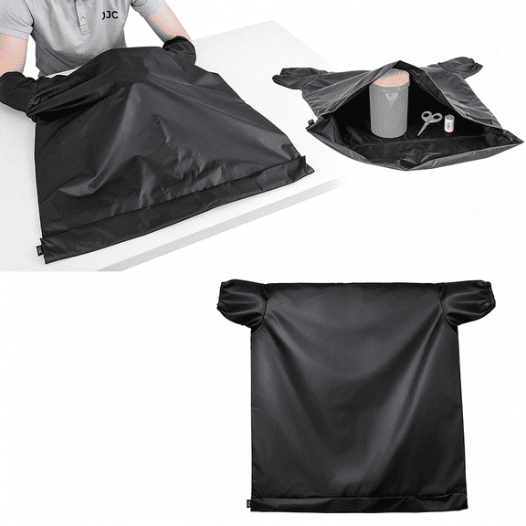 GJX Film Changbag,22.8X23.6" Portable Darkroom Bag for 35Mm&120 Film for Film Develop,Double-Layer Lightproof Fabric,With Elastic Sleeves&Zipper Closure,Easy to Fold,Travel Friendly