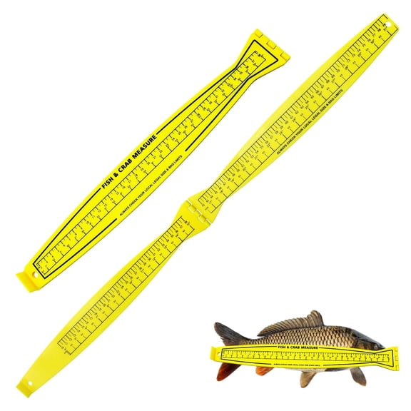 GJX Fish Measuring Board,32-Inch Foldable Fish Ruler with Lanyard Eyelet,Lightweight Bump Board for Boat and Kayak,Folds to 16 Inches,Dual-Sided Inch/Cm Scale,Yellow