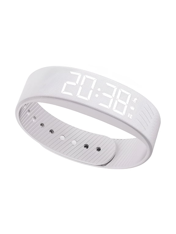 Fitness Tracker Watch Non Bluetooth Activity Tracker for Women Men, Waterproof Step Counter Calorie Counter, USB Rechargeable Digital Walking Running Bracelet with Silent Alarm Stopwatch, White